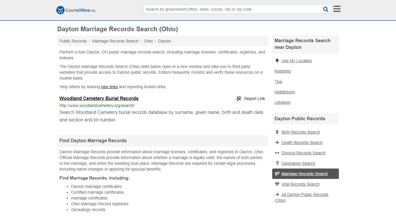 Dayton Marriage Records Search (Ohio) - County Office